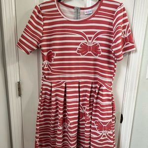 LulaRoe Amelia Dress Pink Bows XL